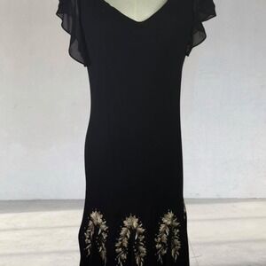 Vintage y2k 2000s black floral beades handkerchief fairy whimsygoth